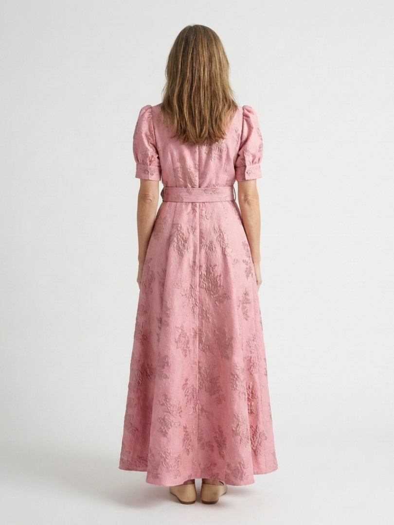 Xanthea | Robe maxi à manches courtes, cintrée, à motif floral