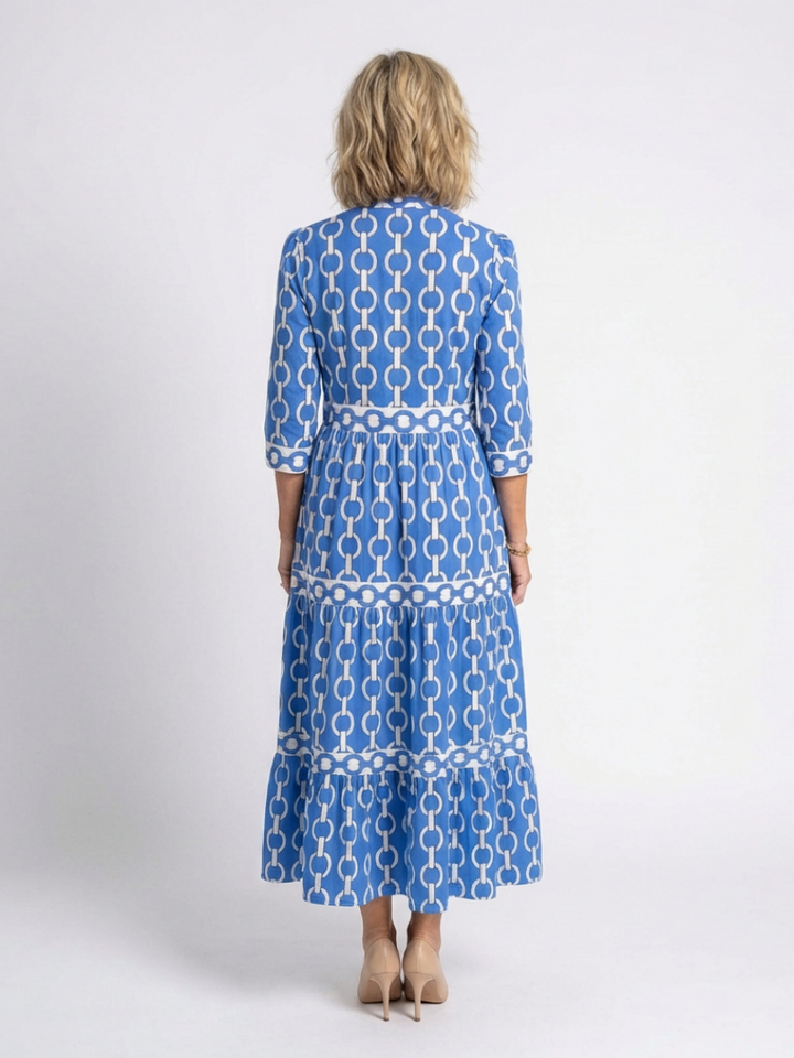Ysolde | Robe midi à manches 3/4 et motif chaîne