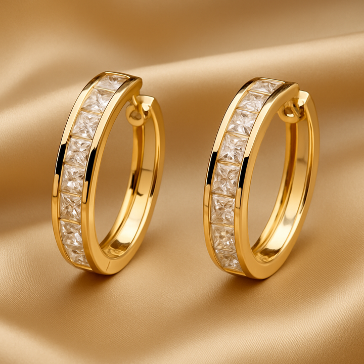 Boucles d'oreilles en or luxe avec cristaux