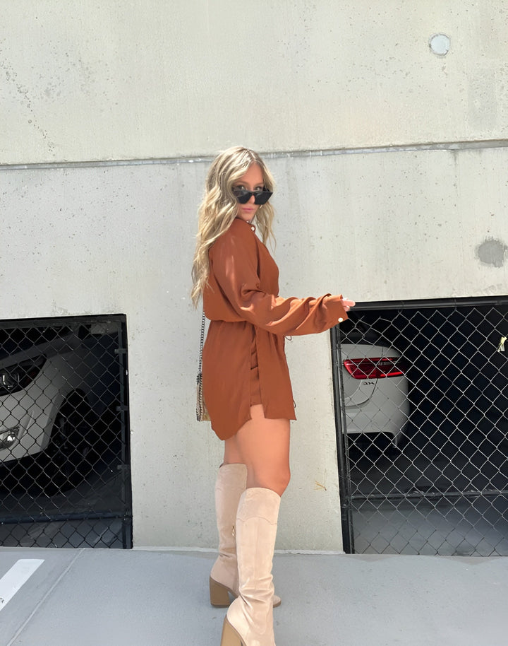 Flavie™ | Tendance Robe Courte en Satin