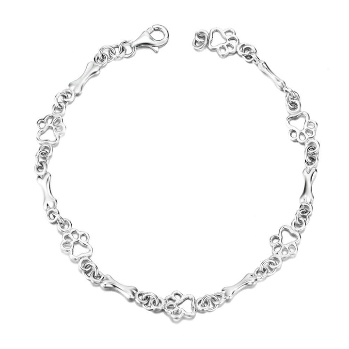 Bracelet en Édition Limitée avec Charms Patte de Chien et Os en Argent Pur