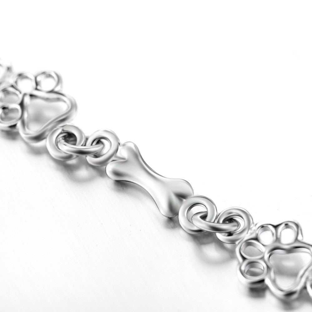 Bracelet en Édition Limitée avec Charms Patte de Chien et Os en Argent Pur