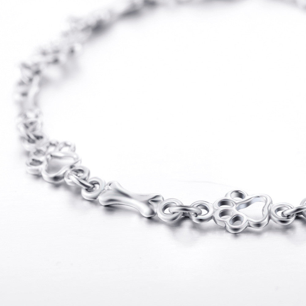 Bracelet en Édition Limitée avec Charms Patte de Chien et Os en Argent Pur