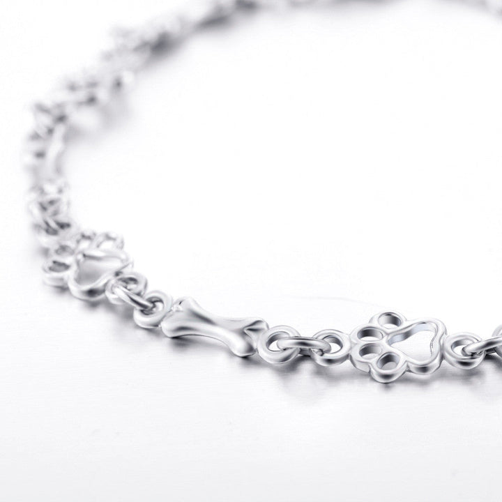 Bracelet en Édition Limitée avec Charms Patte de Chien et Os en Argent Pur