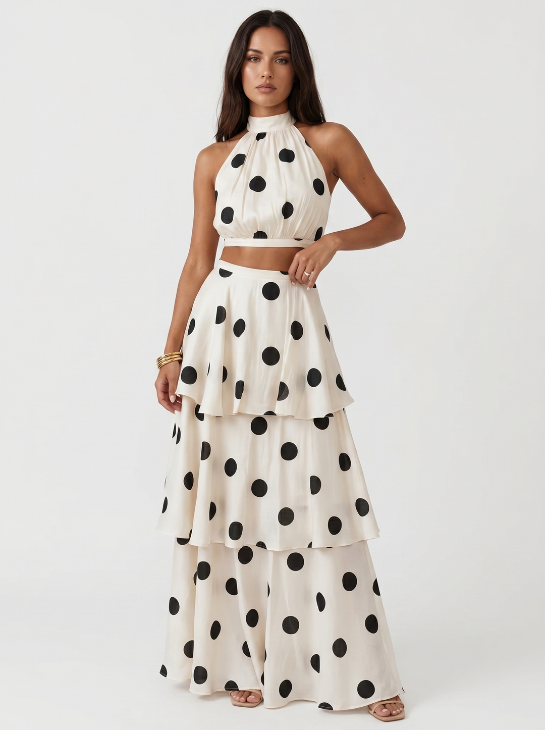 Lucia │Top à Pois et Ensemble Jupe Longue