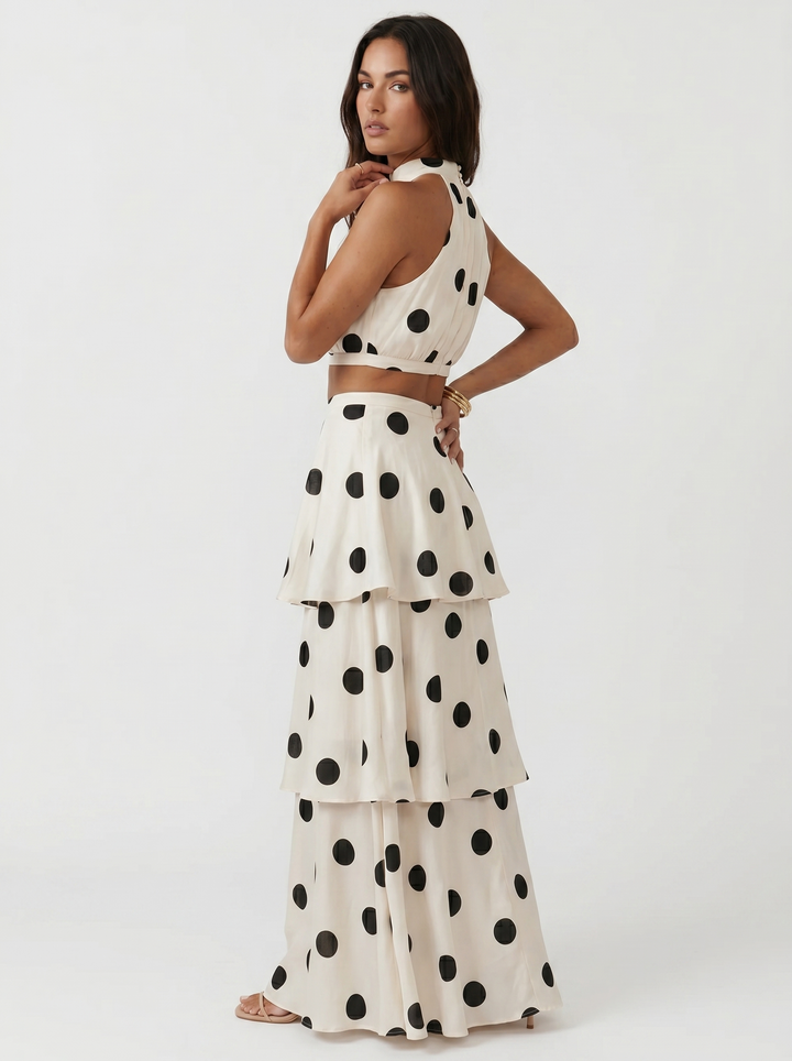 Lucia │Top à Pois et Ensemble Jupe Longue