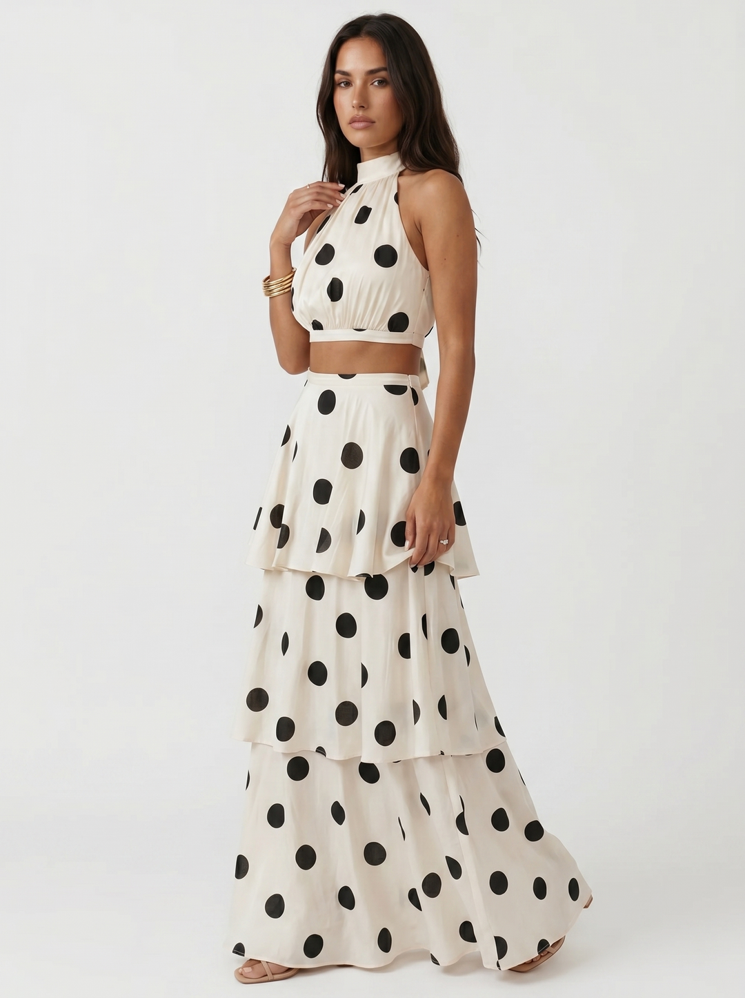 Lucia │Top à Pois et Ensemble Jupe Longue