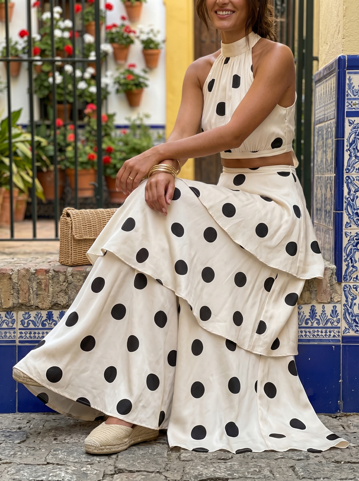 Lucia │Top à Pois et Ensemble Jupe Longue