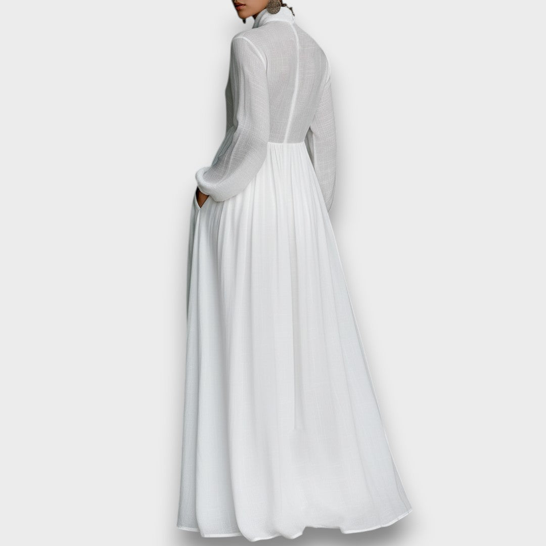 Serena - Robe Maxi avec Boutons Frontaux Fluides