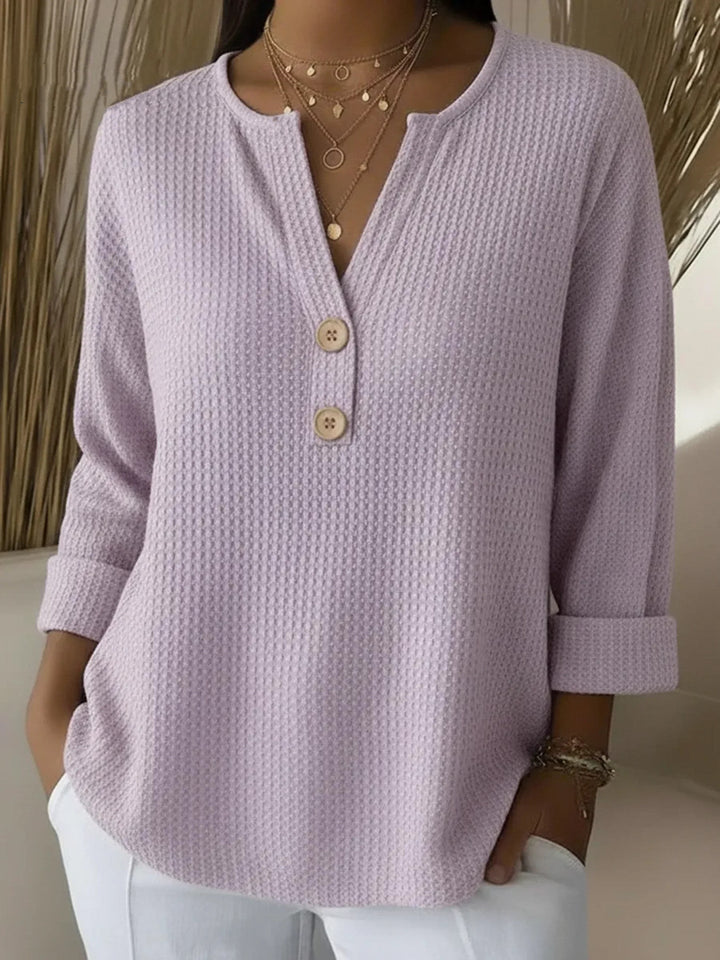 Lucia | T-shirt Henley Texturé avec Boutons