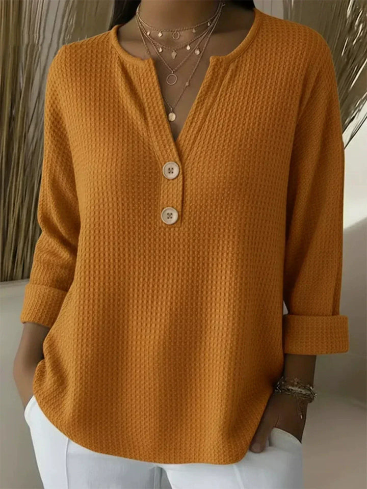 Lucia | T-shirt Henley Texturé avec Boutons