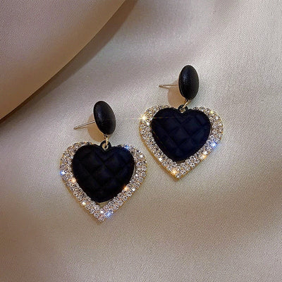 Boucles d'Oreilles en Or Noir en Forme de Cœur