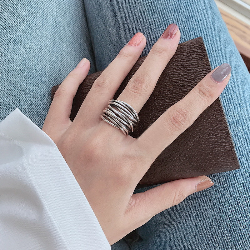 Bague Ajustable en Argent avec Couches