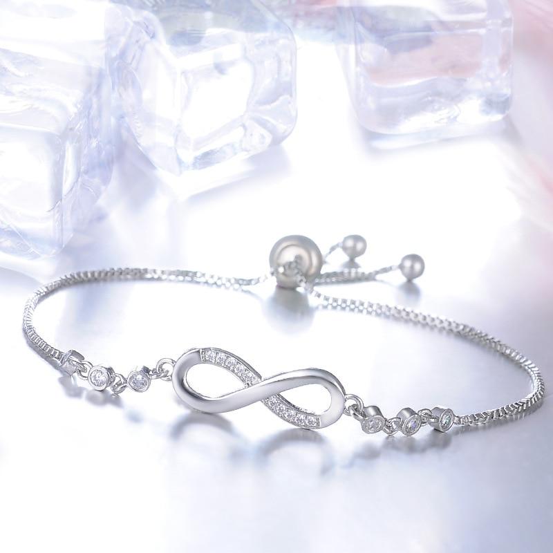 Bracelet ajustable chic en or rose en forme de symbole de l'infini