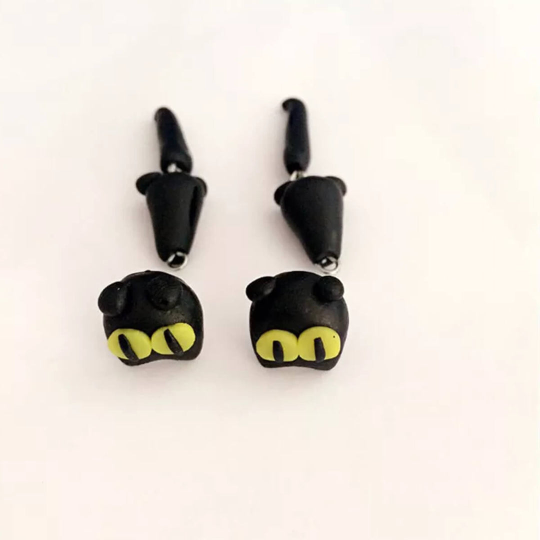 BOUCLES D'OREILLES FAITES MAIN EN FORME DE CHAT (PAIRE)
