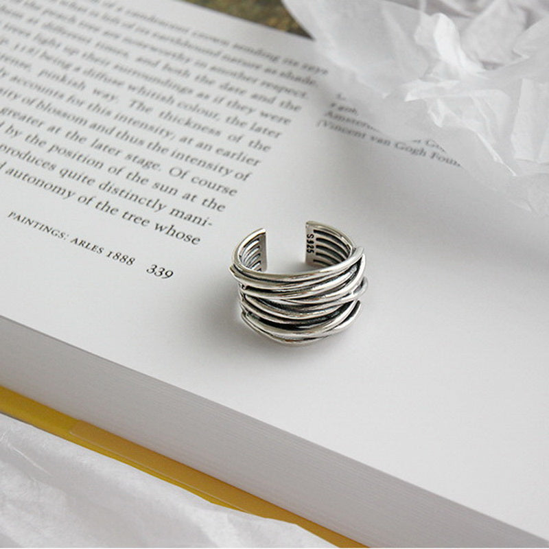 Bague Ajustable en Argent avec Couches