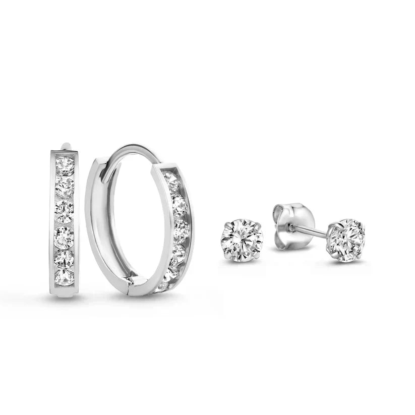 Élégant ensemble de boucles d'oreilles en or Brillane avec pierres
