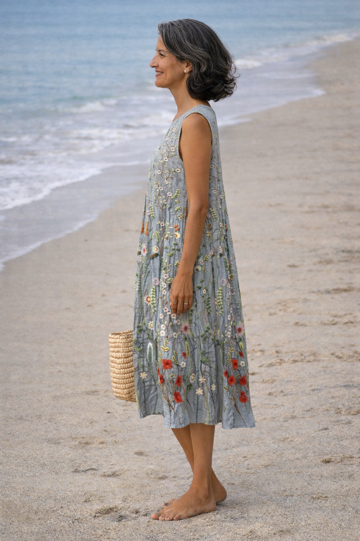 Cara | Robe midi à fleurs sauvages