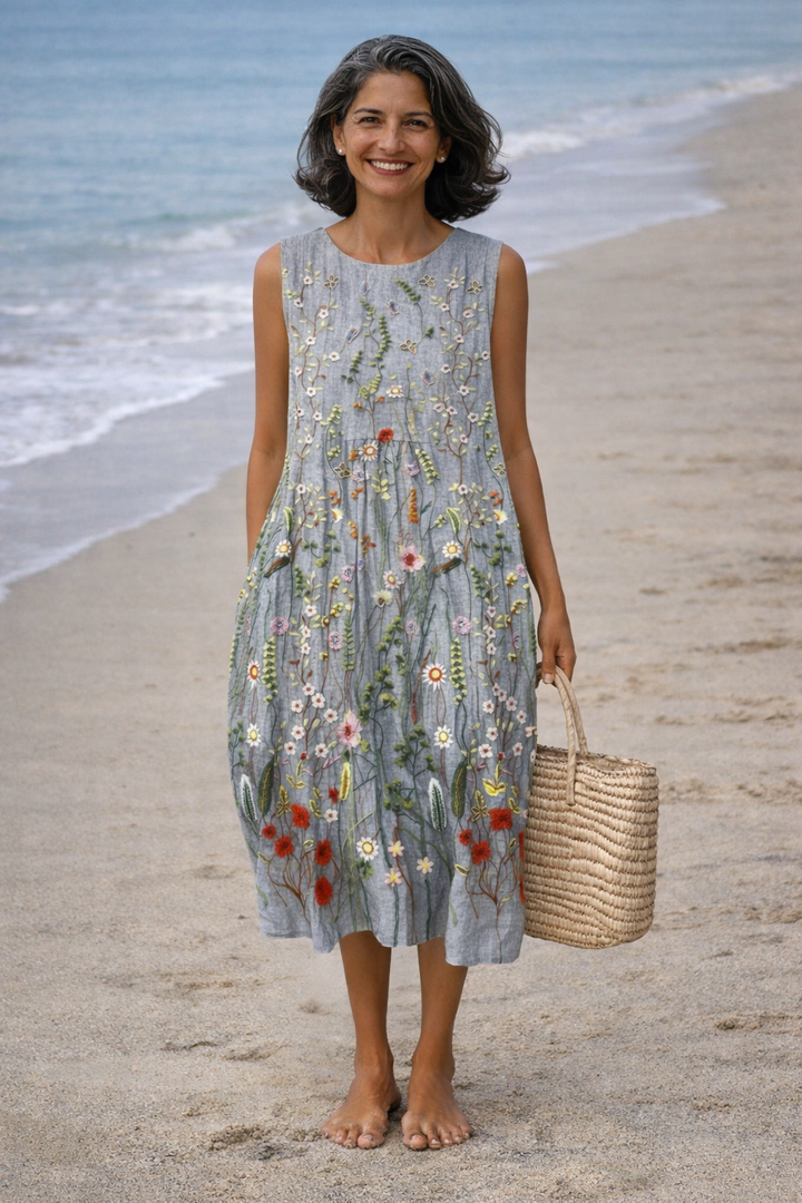 Cara | Robe midi à fleurs sauvages