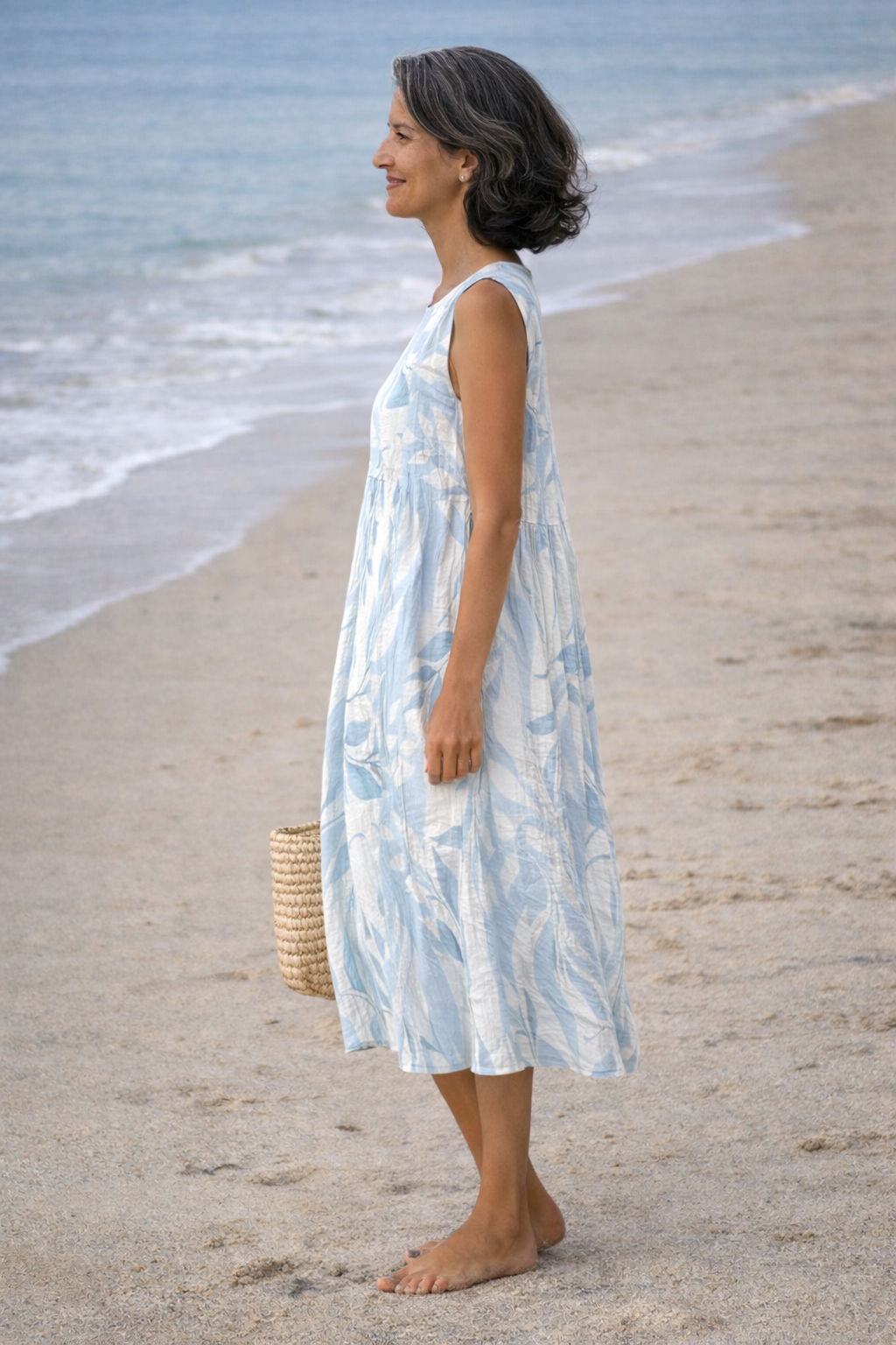Alegría | Robe midi avec des feuilles
