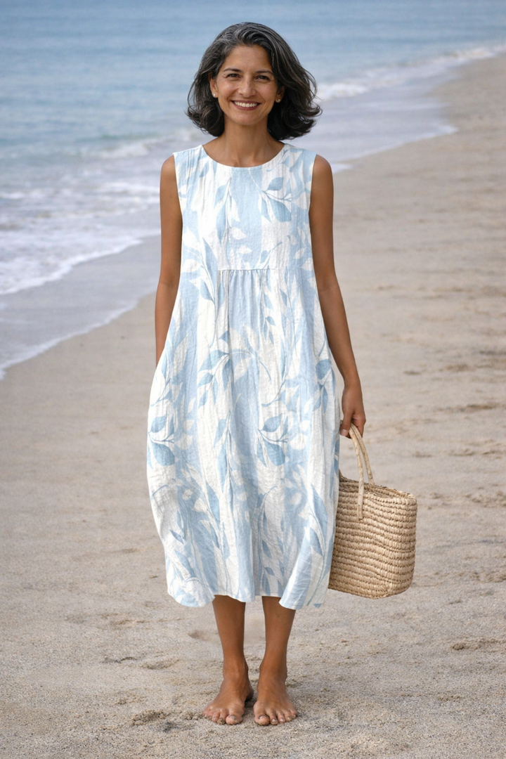 Alegría | Robe midi avec des feuilles