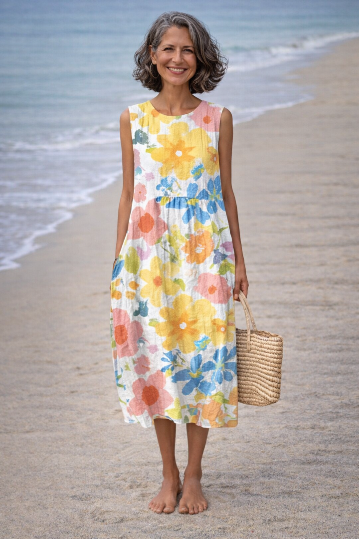 Ella | Robe midi avec des fleurs pastel