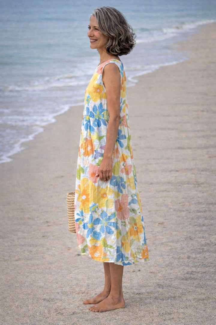 Ella | Robe midi avec des fleurs pastel