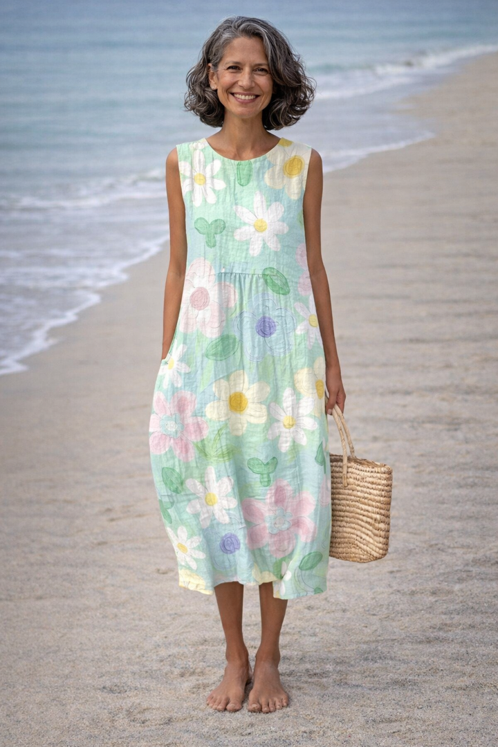 Irene | Robe midi à fleurs pastel