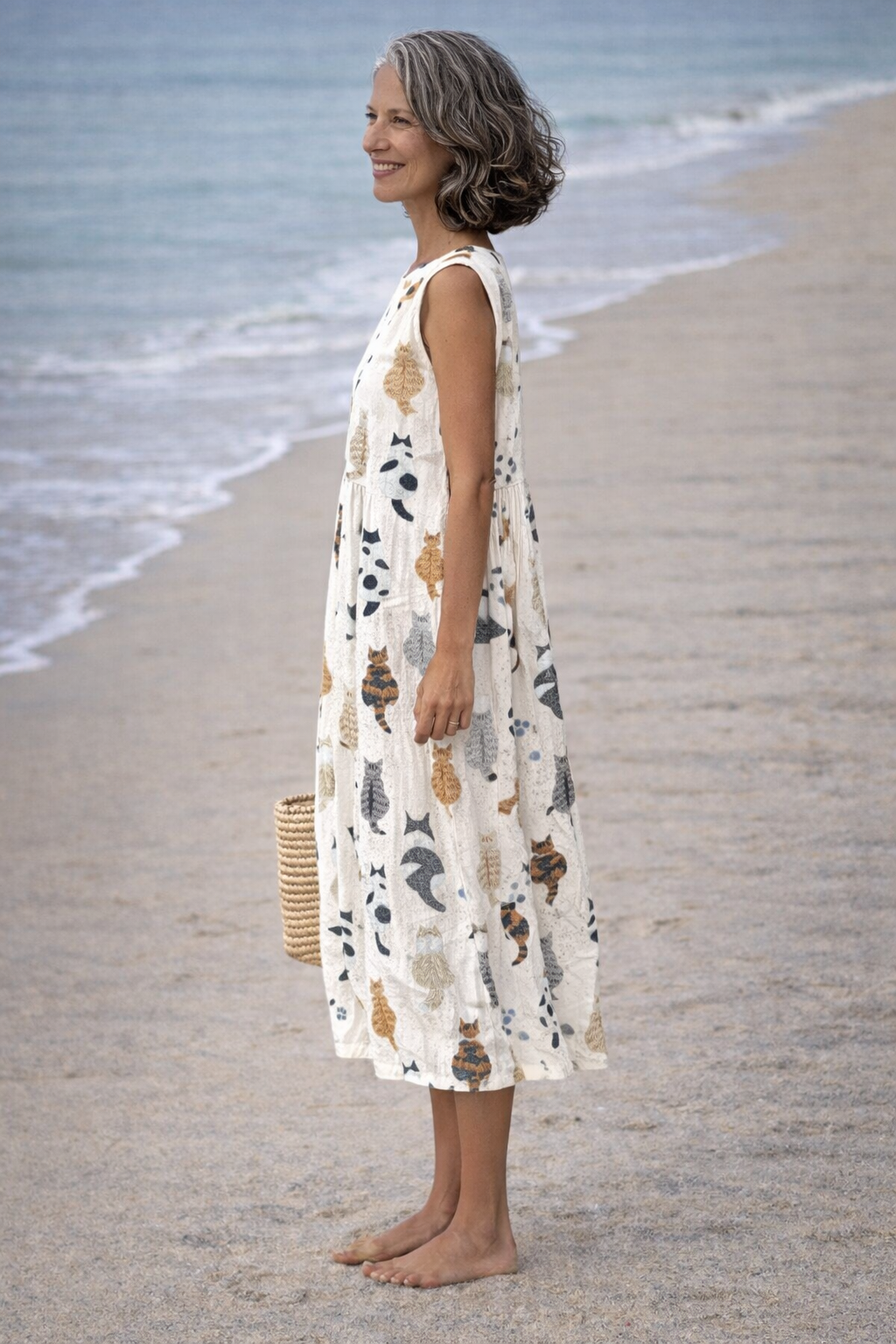 Alina | Robe midi avec imprimé de jolis chats