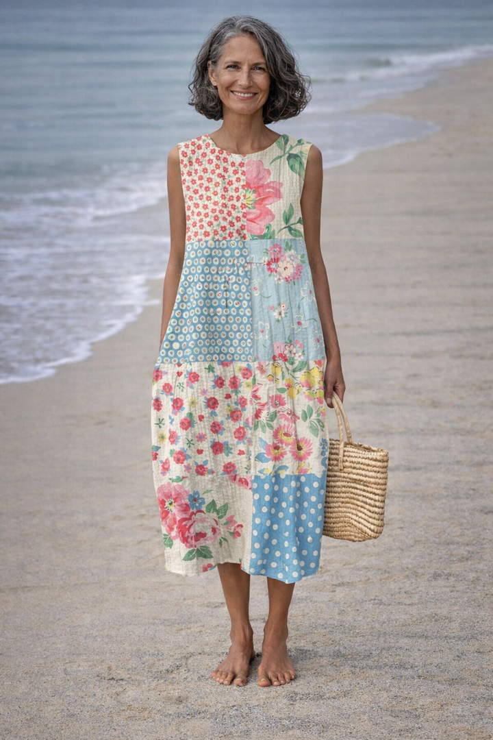Valeria| Robe Midi Patchwork