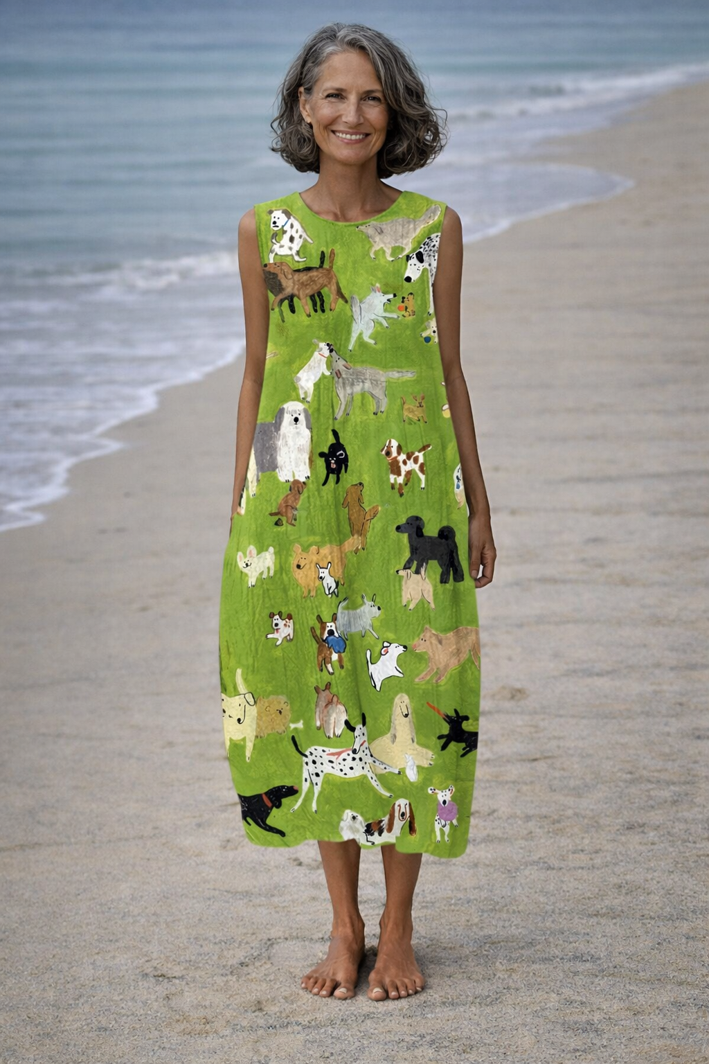 Isabella | Robe midi avec imprimé de chien à l'huile