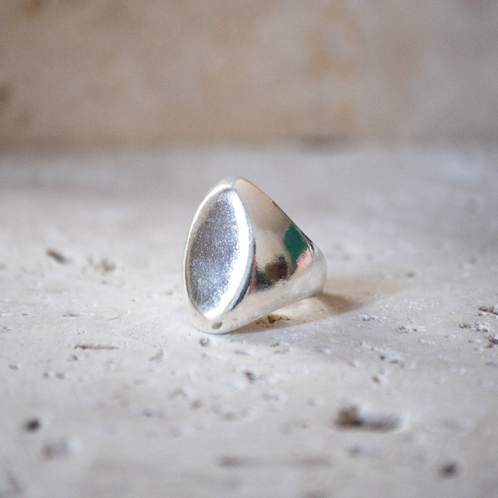 Grande bague de sceau ovale en argent sterling 925 | Bague de sceau en forme d'œil, faite à la main