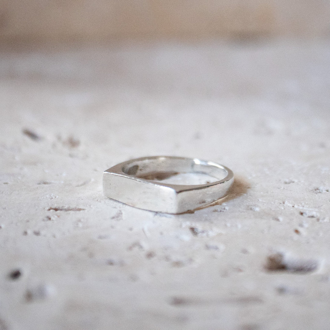Bague Sceau Riegel Bar en Argent Sterling 925 fait main