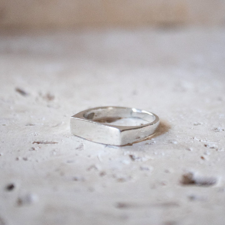 Bague Sceau Riegel Bar en Argent Sterling 925 fait main