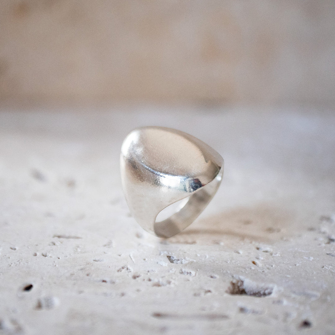 Grande bague de sceau ovale en argent sterling 925 | Bague de sceau en forme d'œil, faite à la main