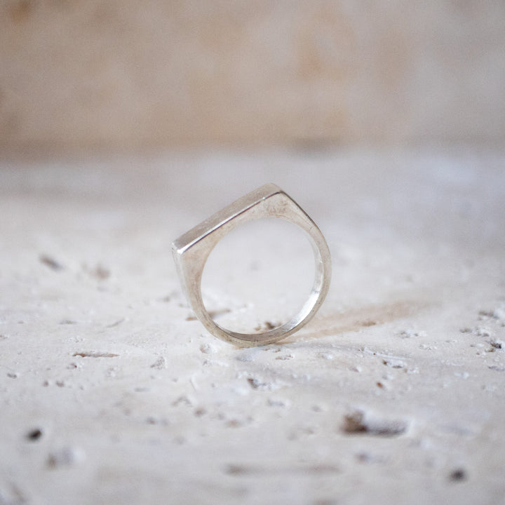 Bague Sceau Riegel Bar en Argent Sterling 925 fait main