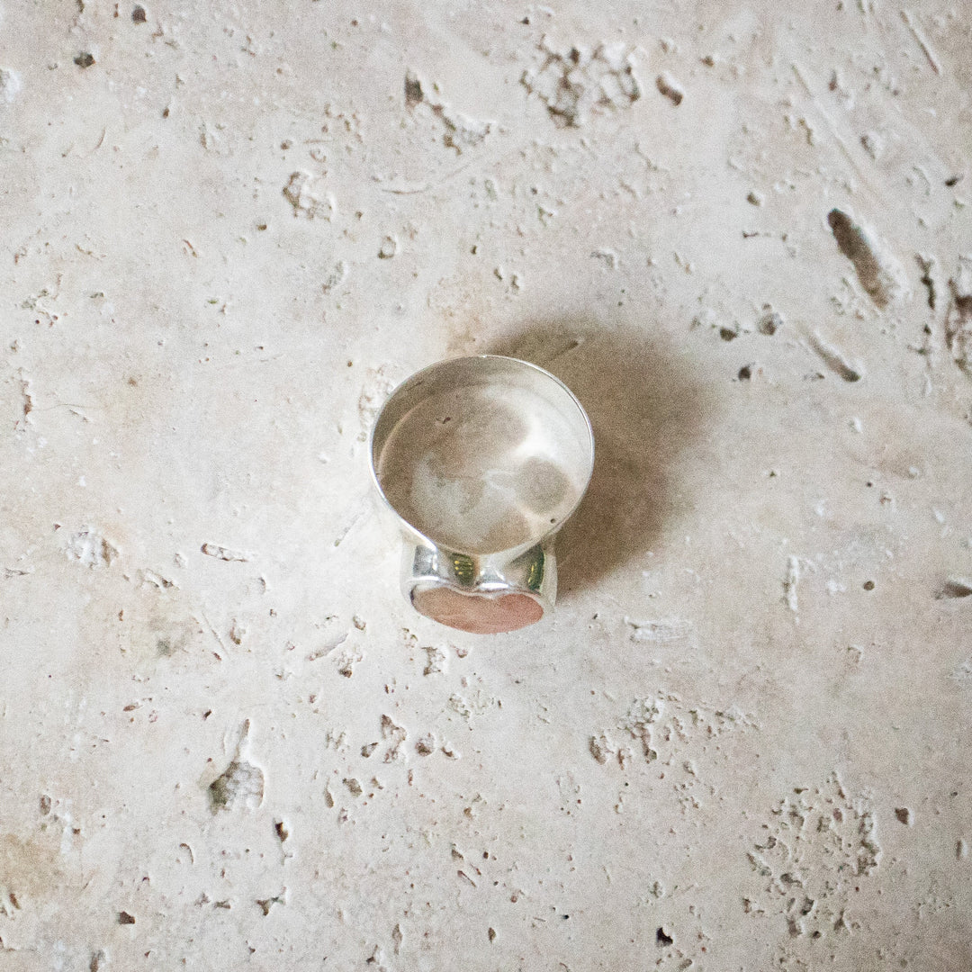 Bague de sceau large avec cœur en argent sterling 925 et perle d'eau douce naturelle - comme vu sur Insta