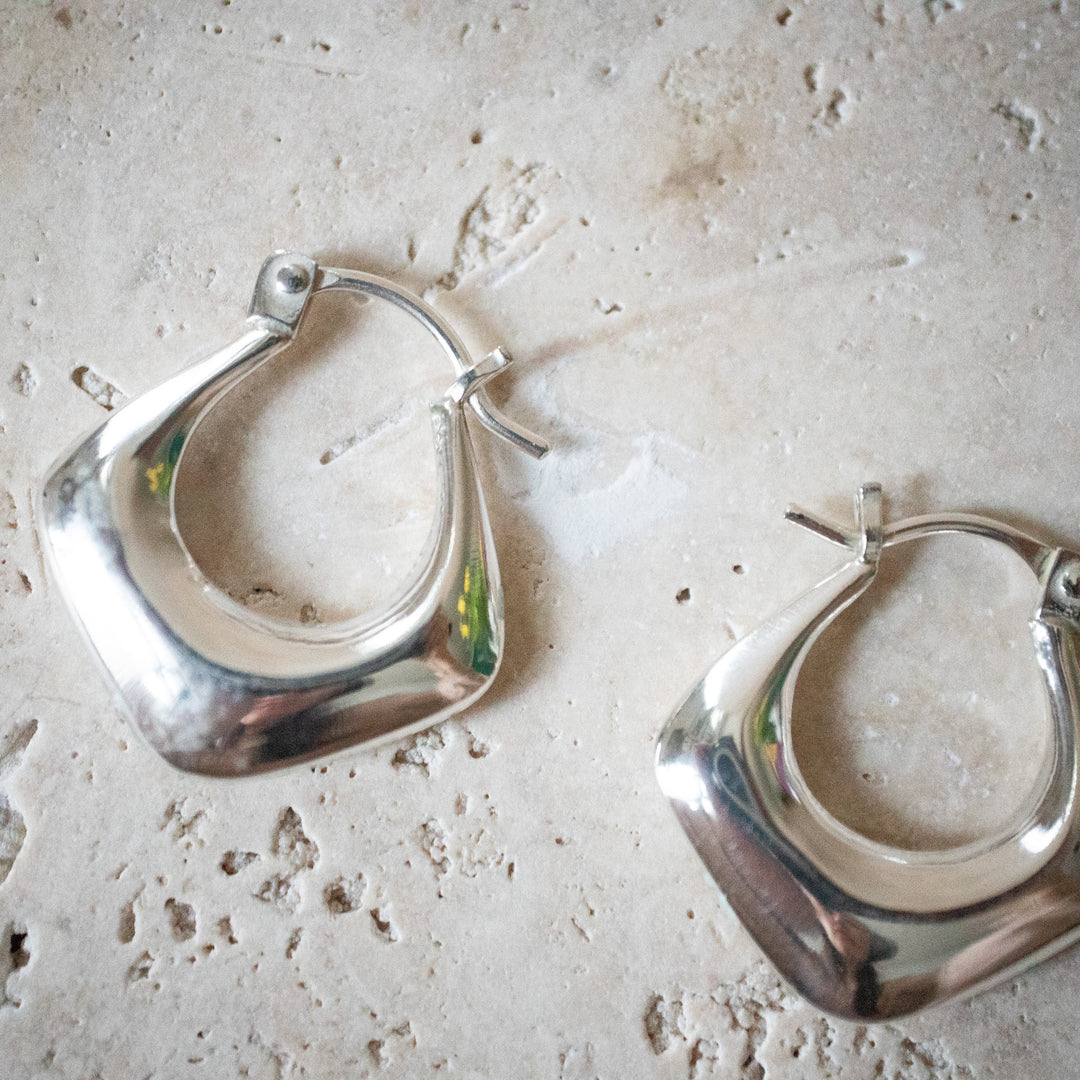 Boucles d'oreilles carrées chunky en argent sterling 925