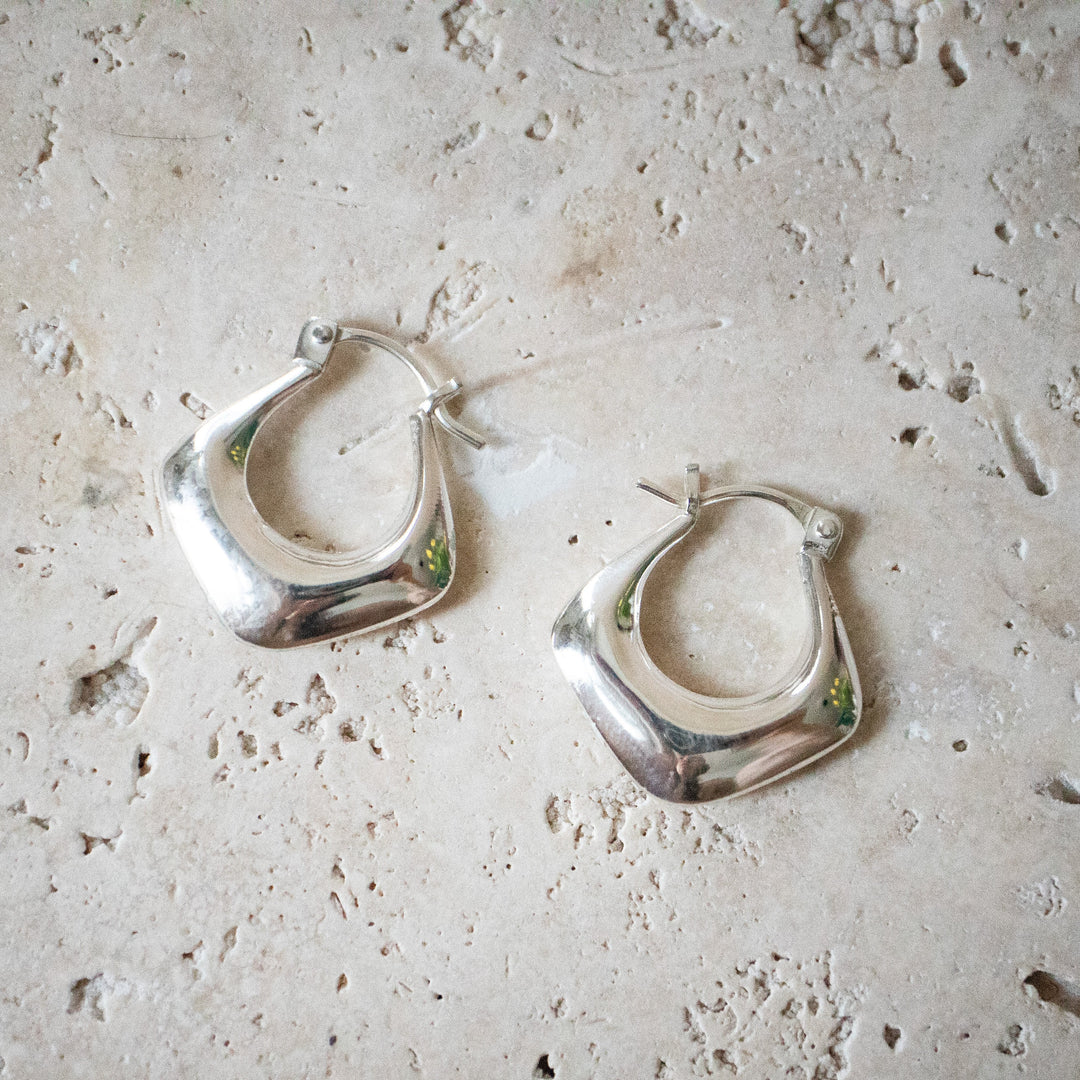 Boucles d'oreilles carrées chunky en argent sterling 925
