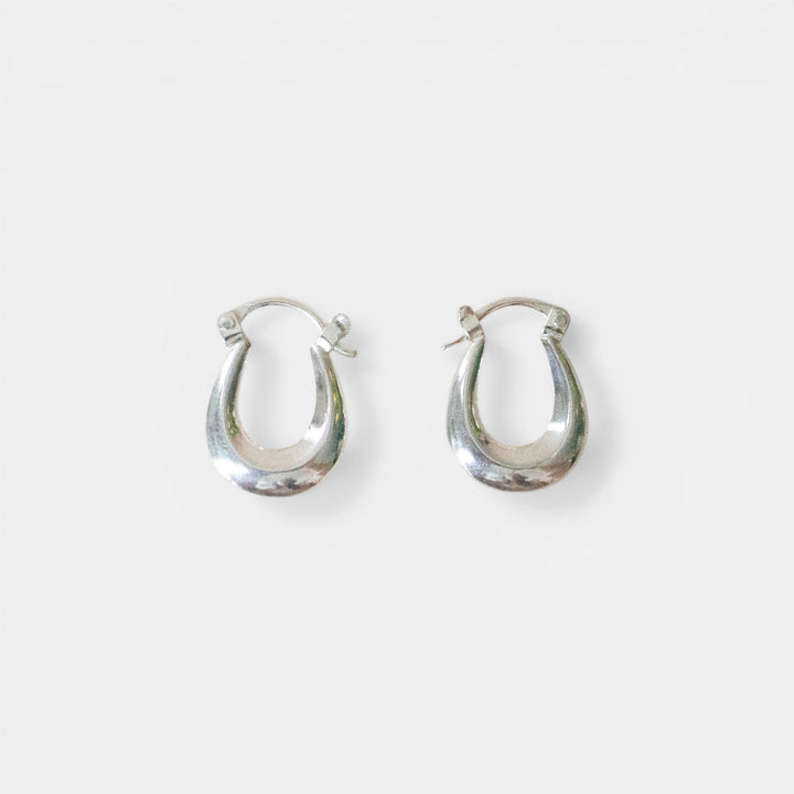 Petites Créoles Chunky - Boucles d'Oreilles Ovales en Argent 925