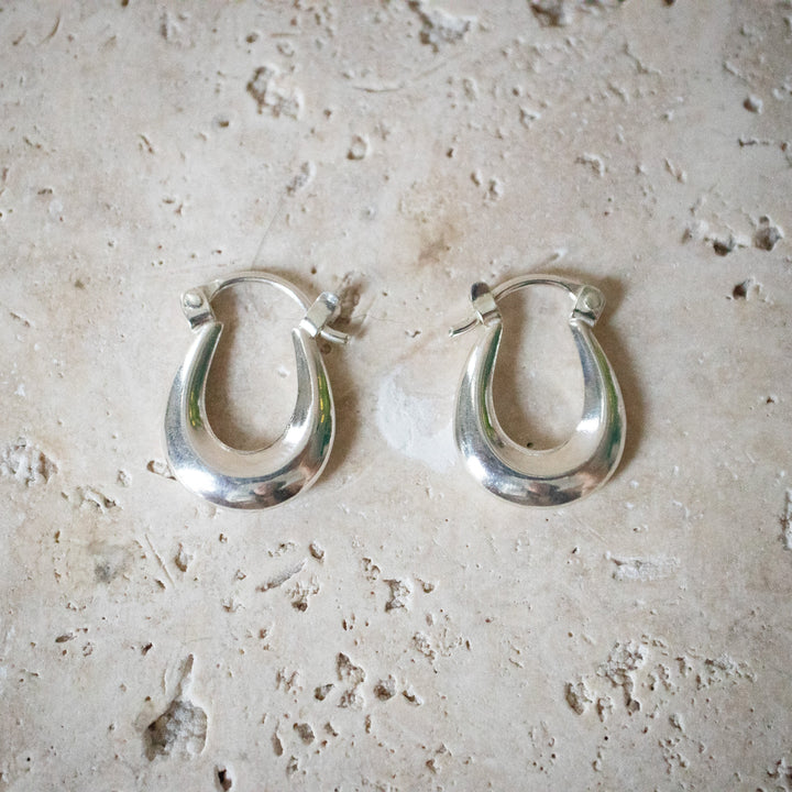 Petites Créoles Chunky - Boucles d'Oreilles Ovales en Argent 925