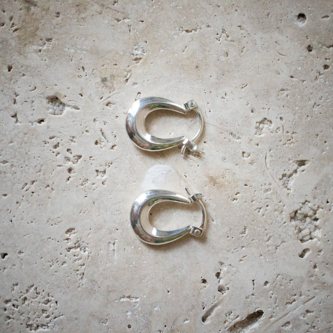 Petites Créoles Chunky - Boucles d'Oreilles Ovales en Argent 925