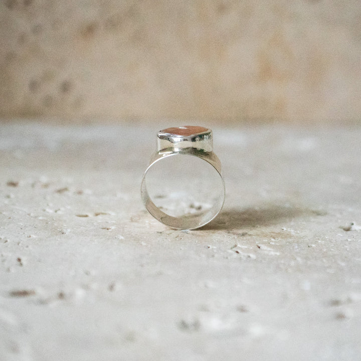 Bague de sceau large avec cœur en argent sterling 925 et perle d'eau douce naturelle - comme vu sur Insta