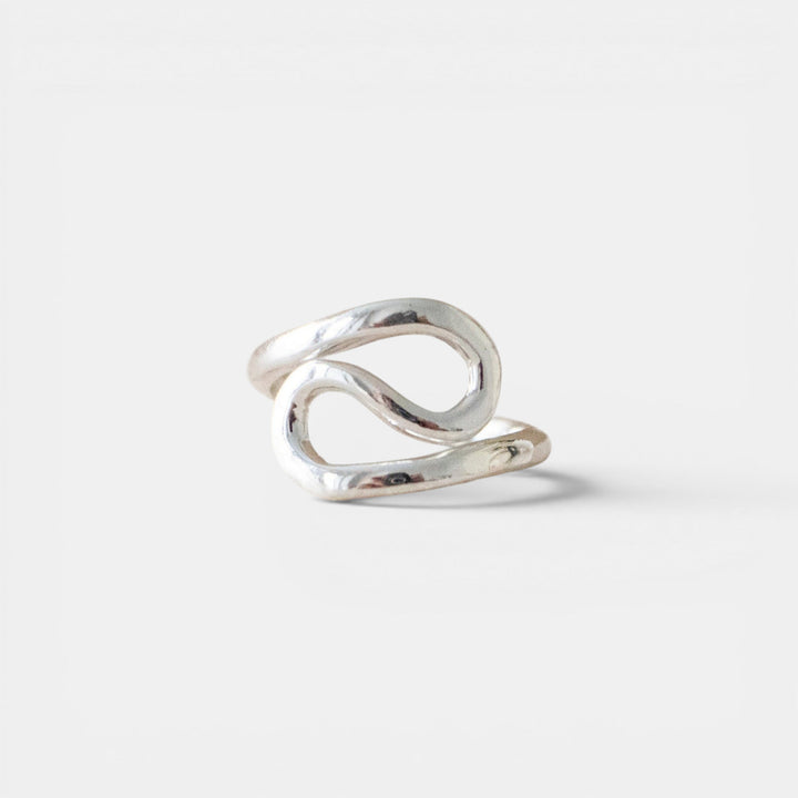 Bague Statement Welle Swirl en Argent Sterling 925 asymétrique fait main