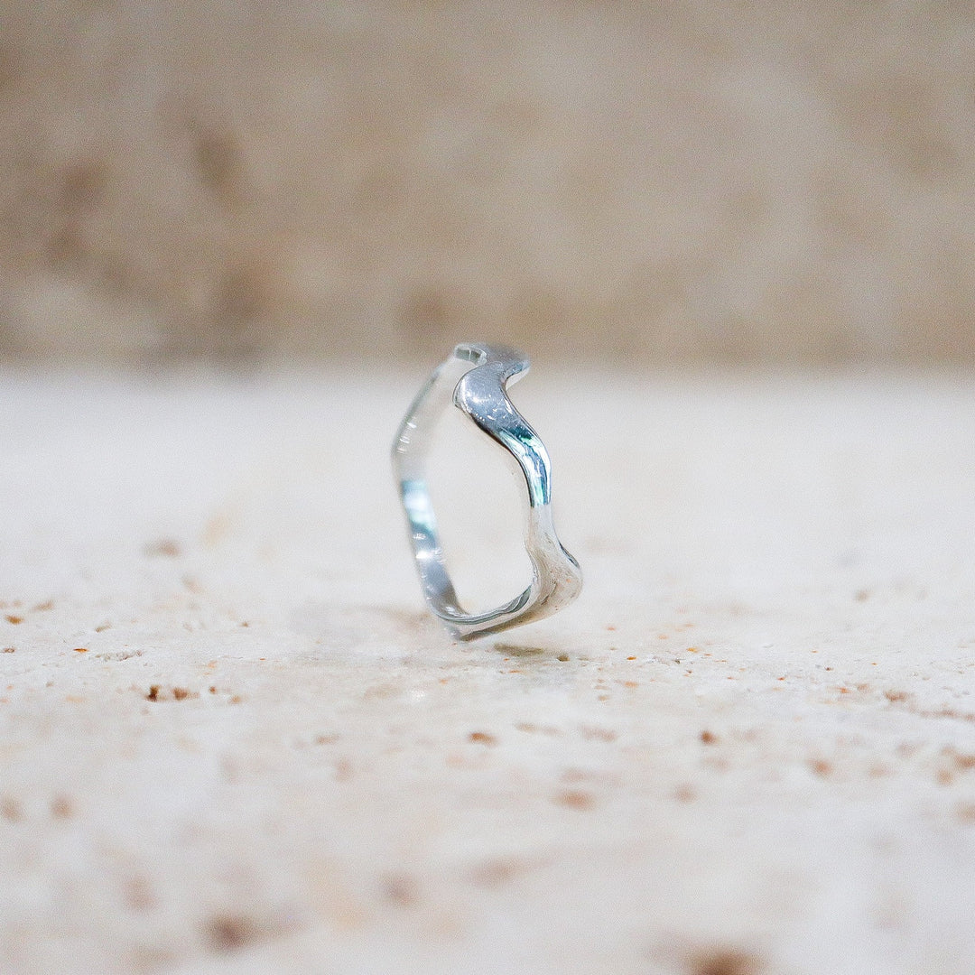 Bague asymétrique « Melting » en argent sterling 925