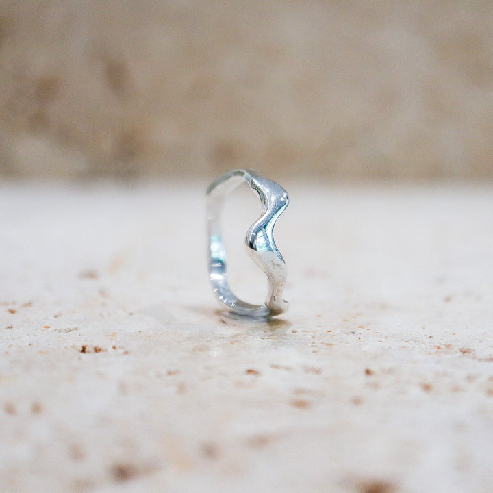 Bague asymétrique « Melting » en argent sterling 925
