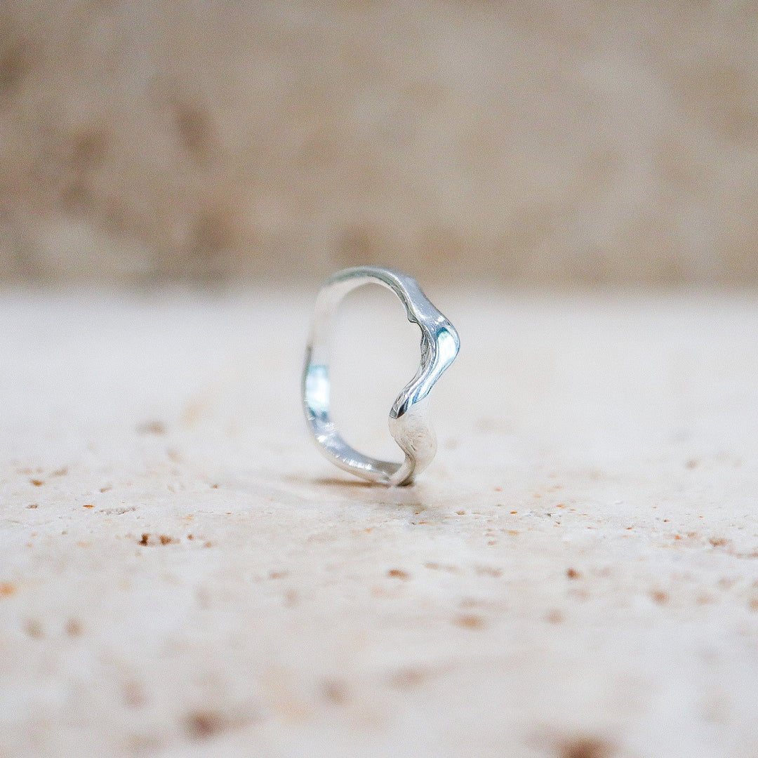 Bague asymétrique « Melting » en argent sterling 925