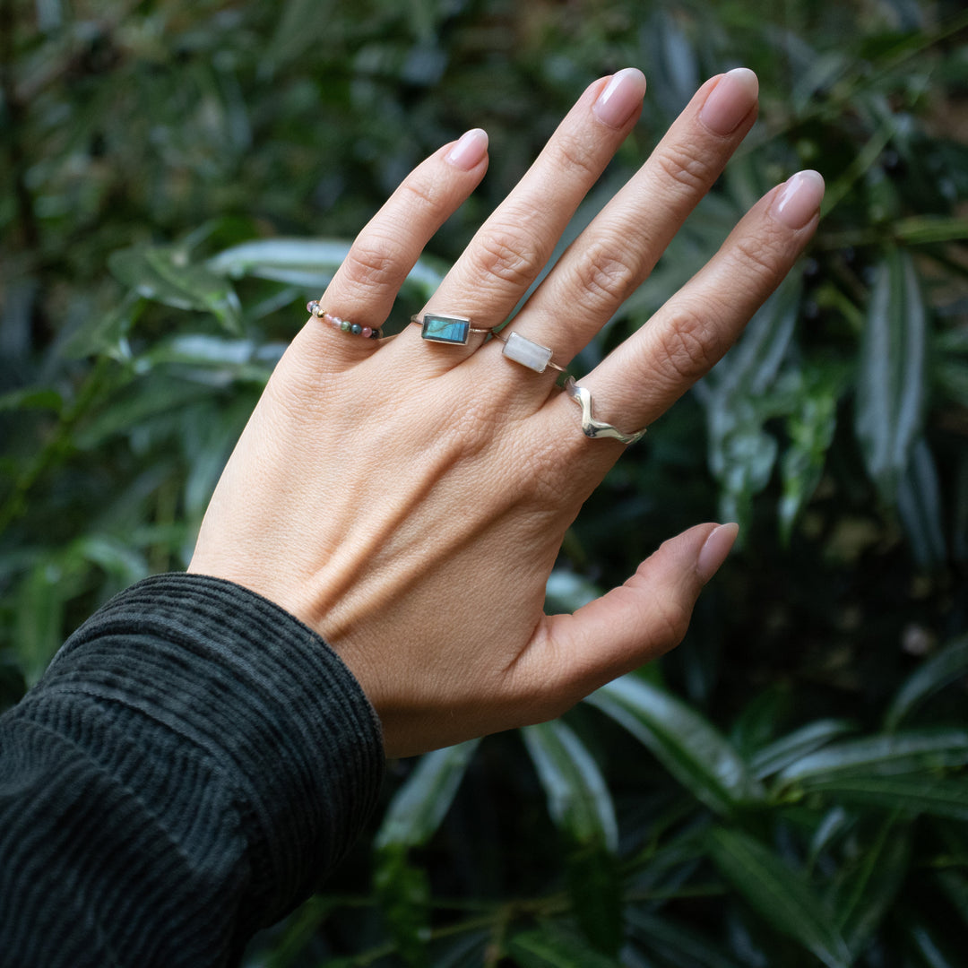 Bague asymétrique « Melting » en argent sterling 925