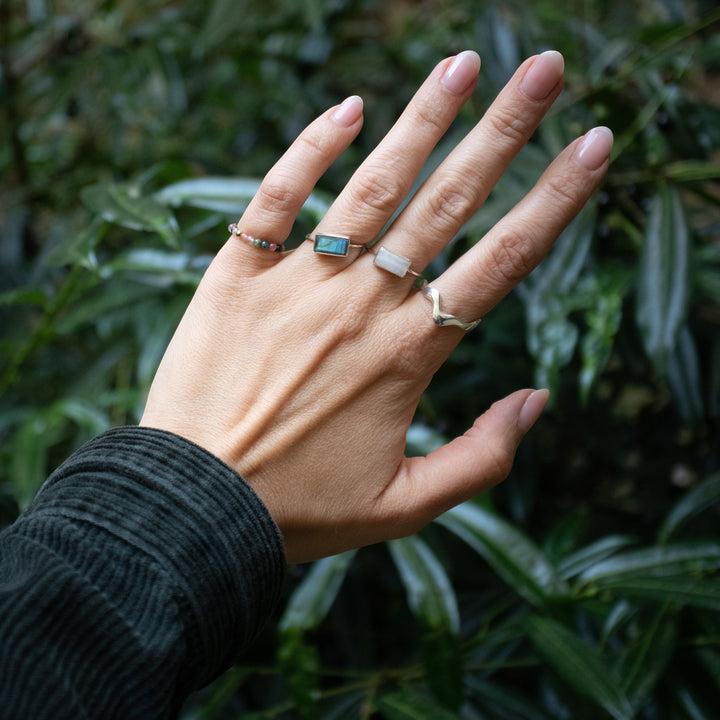 Bague asymétrique « Melting » en argent sterling 925