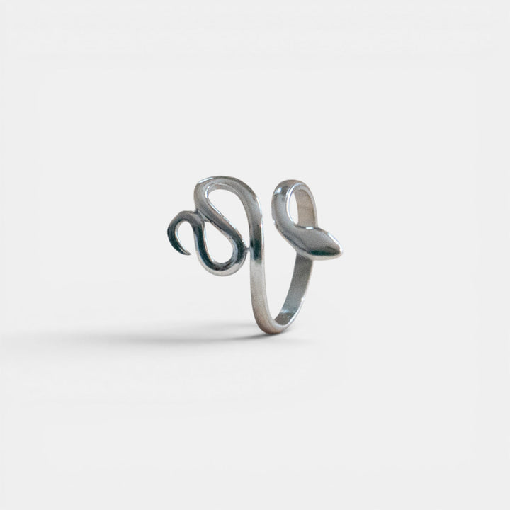Bague Serpent Argentée en Acier Inoxydable